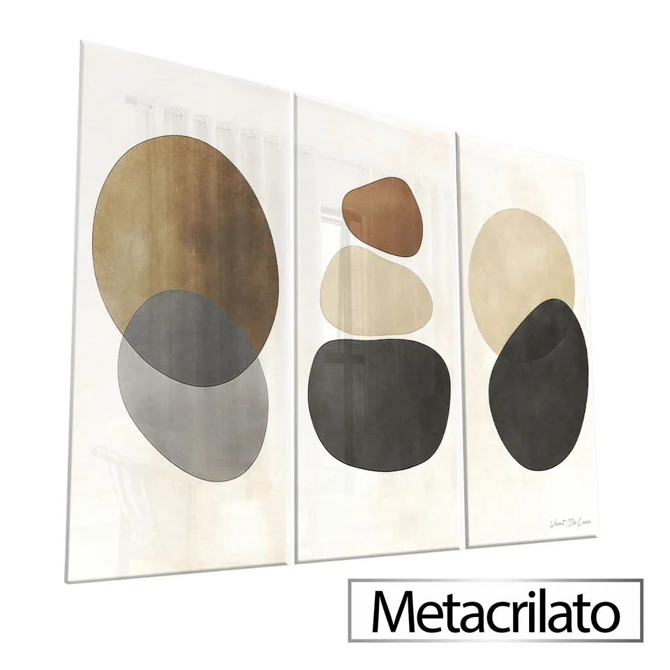 Quadro Pedras do Equilíbrio 3 Peças com acabamento em metacrilato