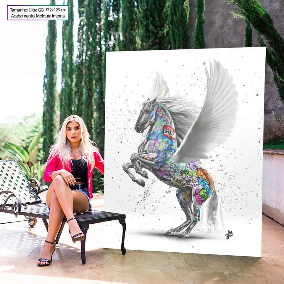 Quadro Pegasus Grafite CRAIG com moldura interna