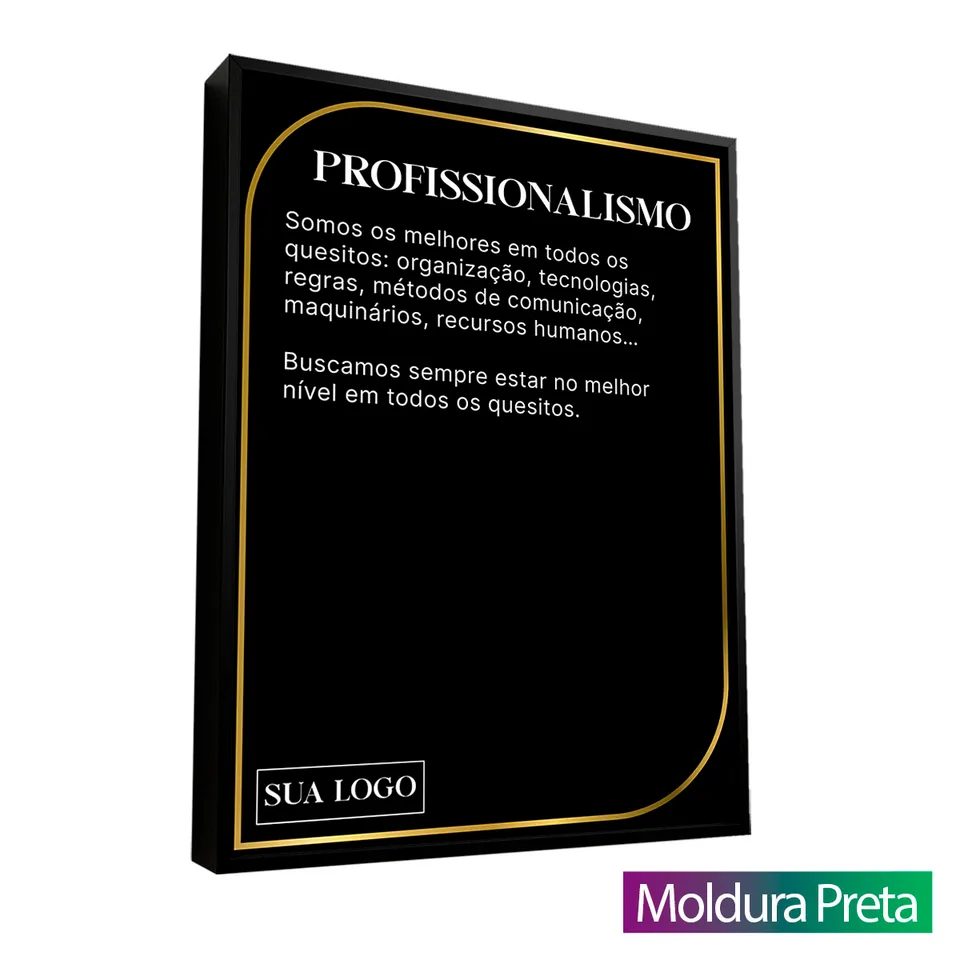 Personalize seu Quadro Cultura da Empresa com moldura de filete preta