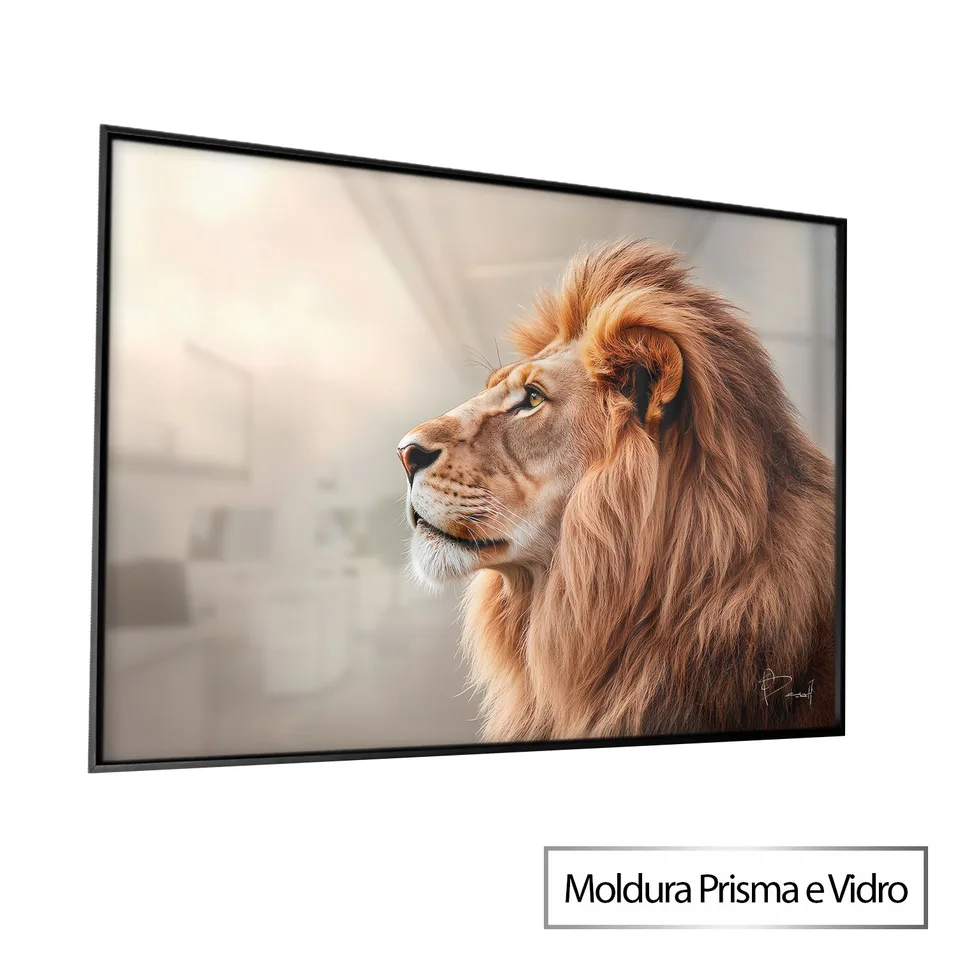 Quadro Plenitude do Leão com moldura Prisma e vidro