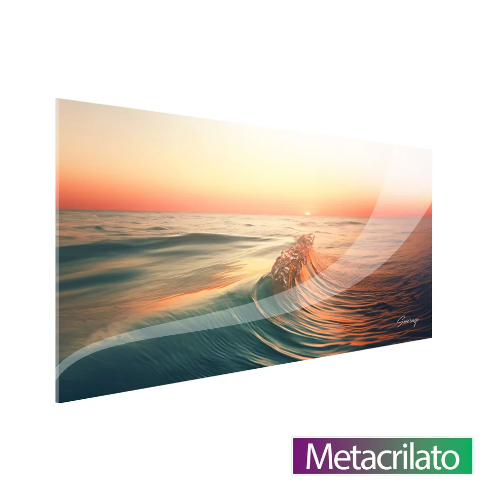 Quadro Pôr do Sol e Mar com acabamento em metacrilato