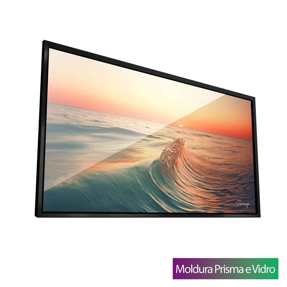 Quadro Pôr do Sol e Mar com moldura Prisma e vidro