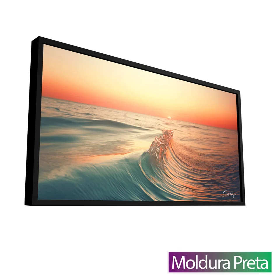 Quadro Pôr do Sol e Mar com moldura de filete preta