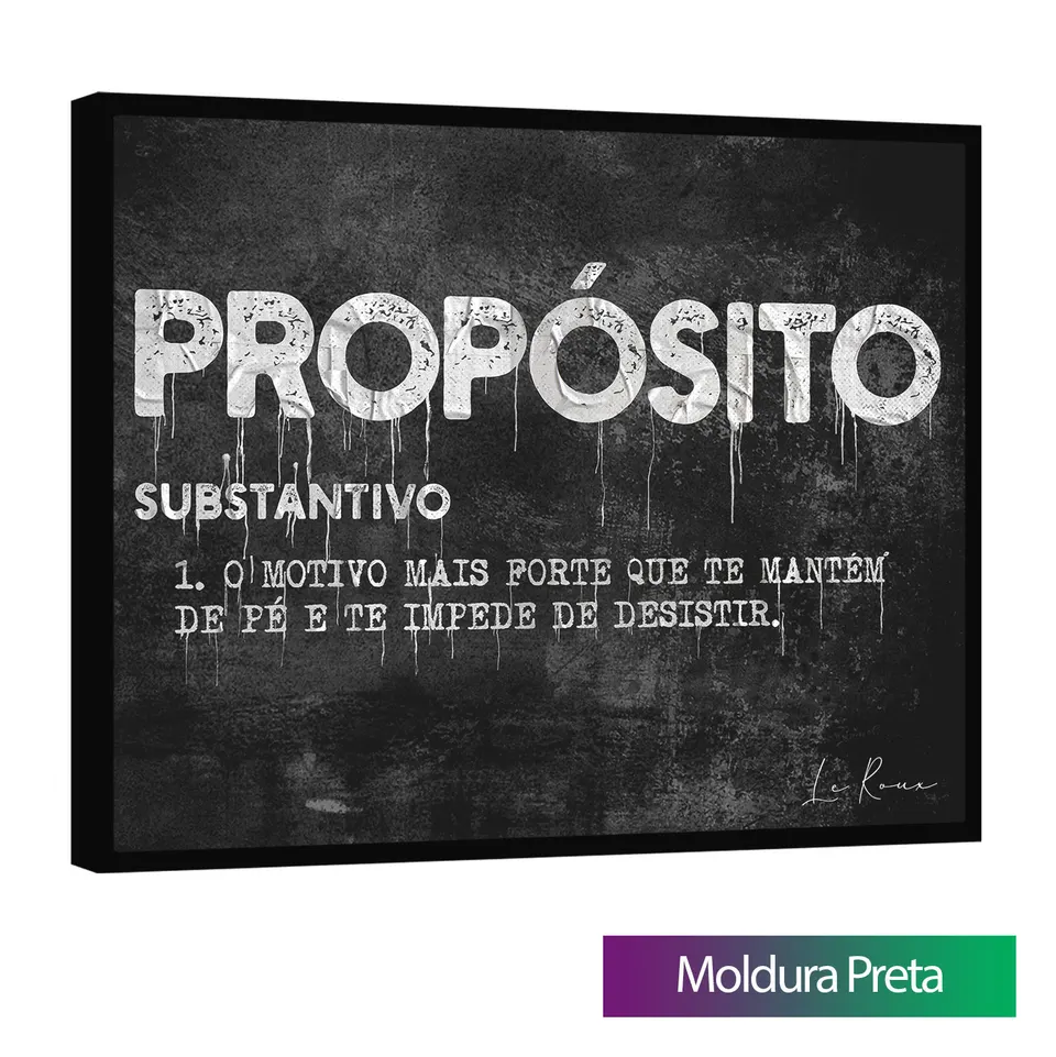 Quadro Propósito com moldura de filete preta