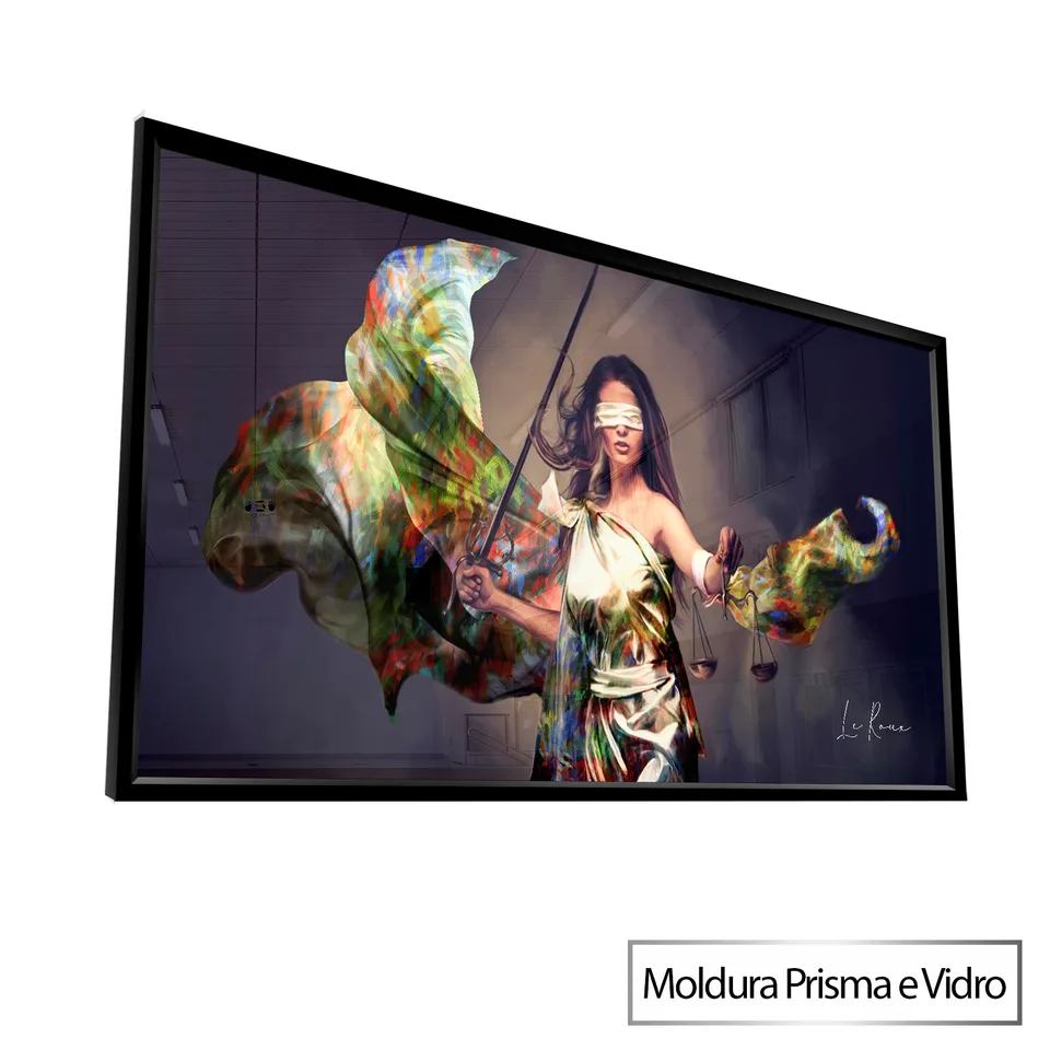 Quadro Deusa da Justiça Colorida com moldura Prisma e vidro