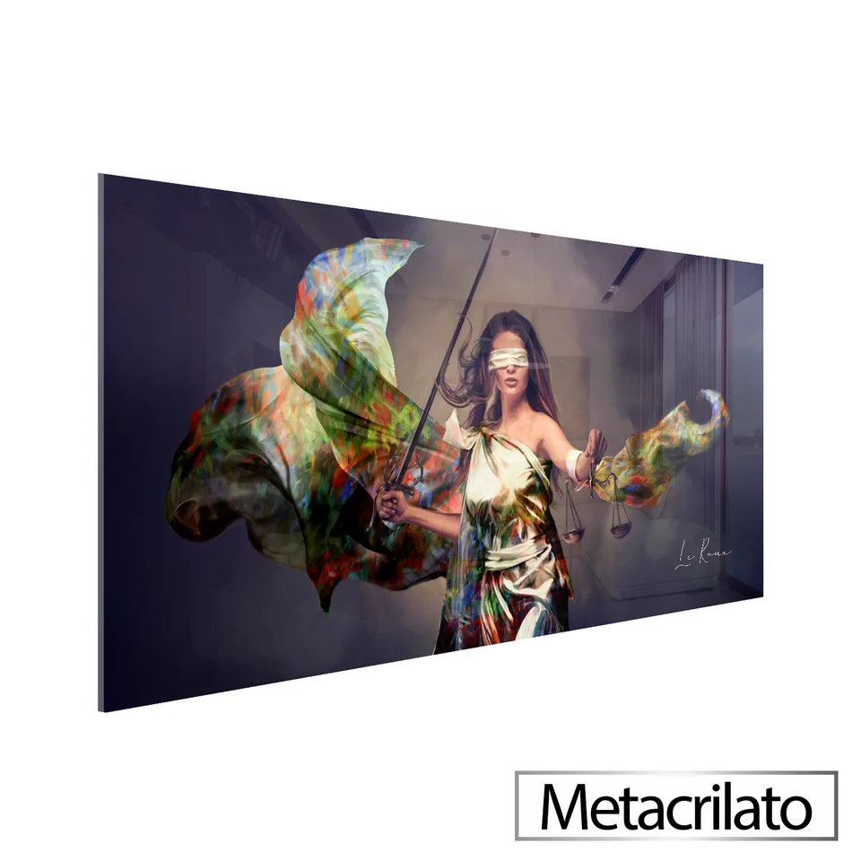 Quadro Deusa da Justiça Colorida com acabamento em metacrilato