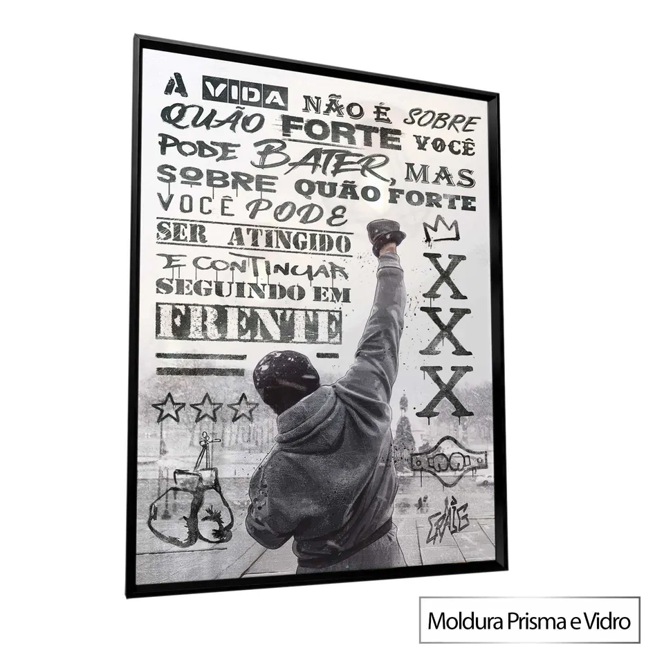 Quadro Rocky Balboa Grafite CRAIG com moldura Prisma e vidro