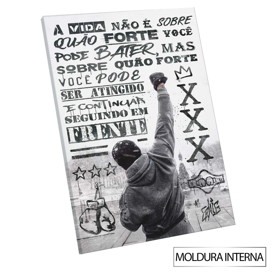 Quadro Rocky Balboa Grafite CRAIG com moldura interna