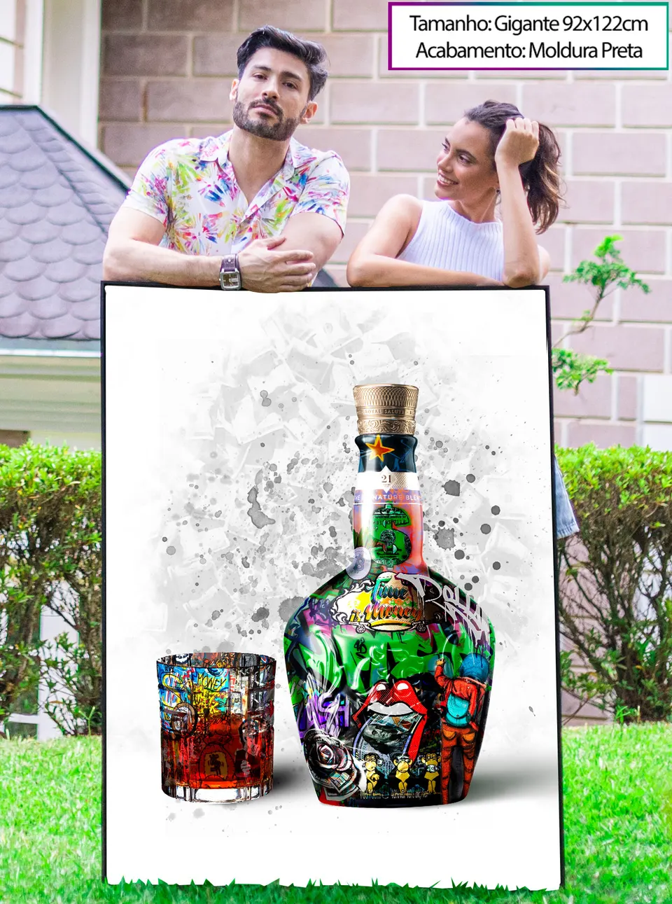 Quadro Royal Salute Grafite CRAIG com moldura de filete preta