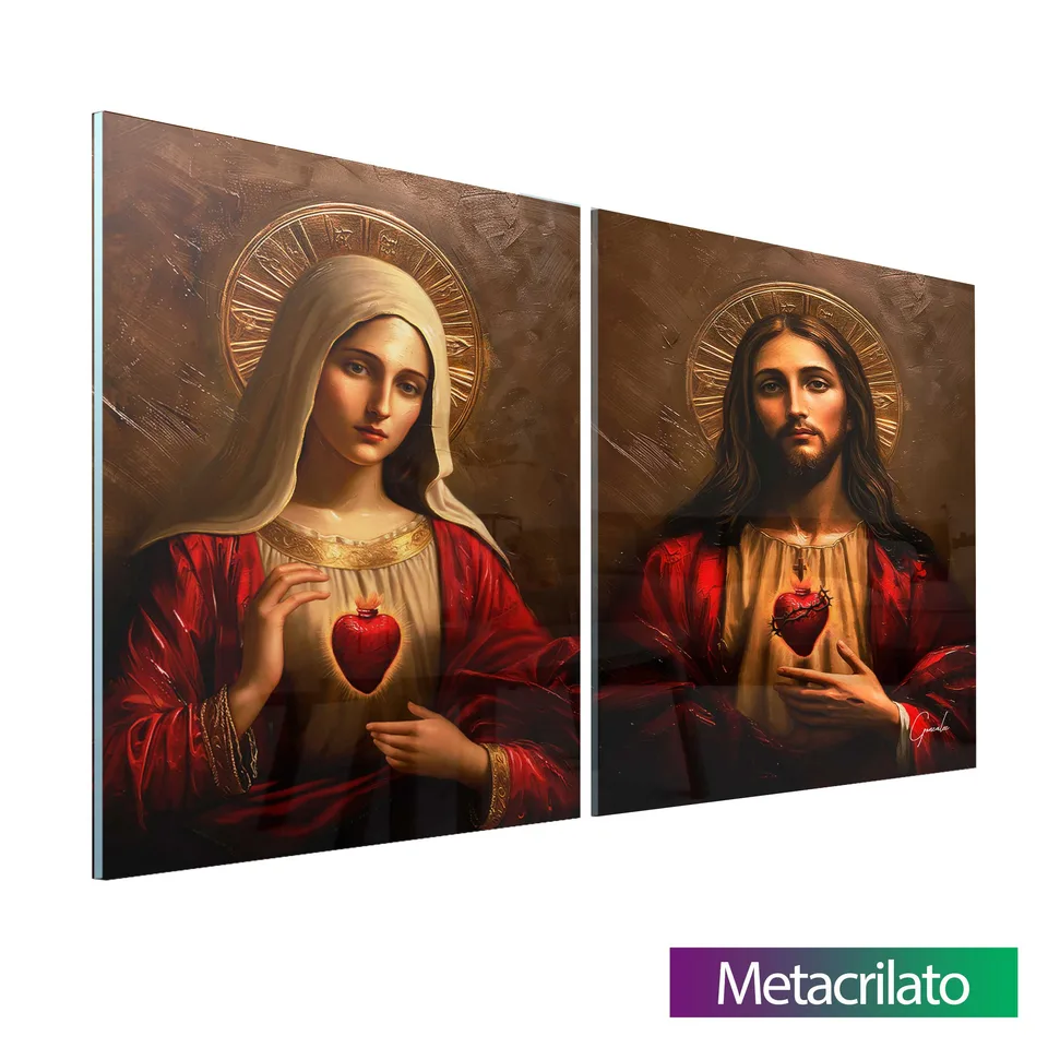 Quadro Sagrado Coração de Jesus e o Imaculado Coração de Maria 2 Peças, de Gonzalez — foto 7