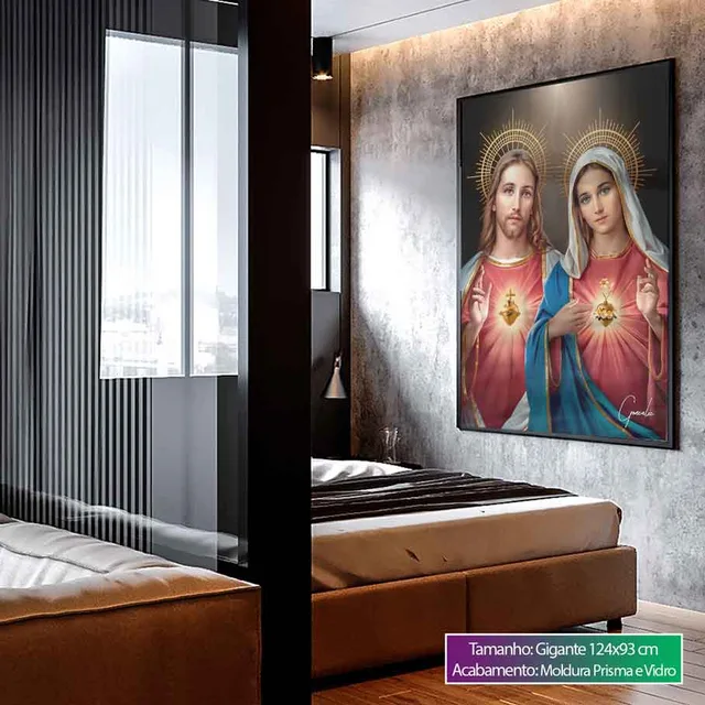 Quadro Sagrado Coração de Jesus e o Imaculado Coração de Maria, de Gonzalez — foto 4