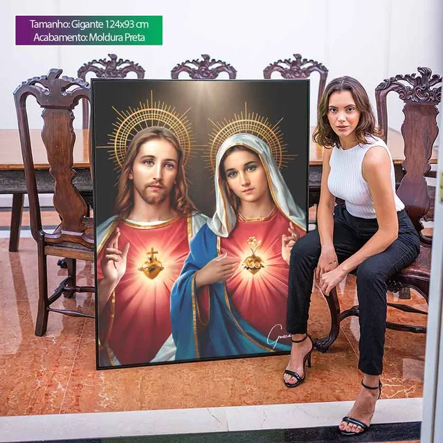 Quadro Sagrado Coração de Jesus e o Imaculado Coração de Maria, de Gonzalez — foto 6