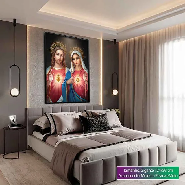 Quadro Sagrado Coração de Jesus e o Imaculado Coração de Maria, de Gonzalez — foto 7