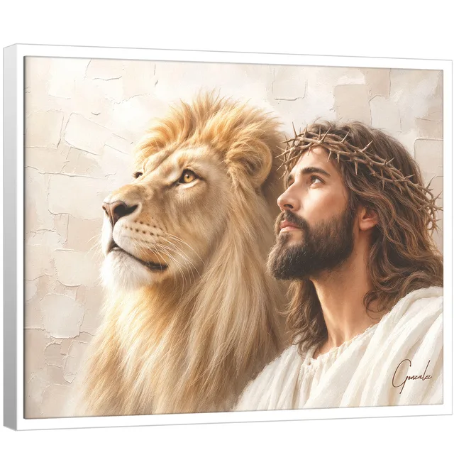 Quadro Salvador, O Leão de Judá - Coleção Cream Art