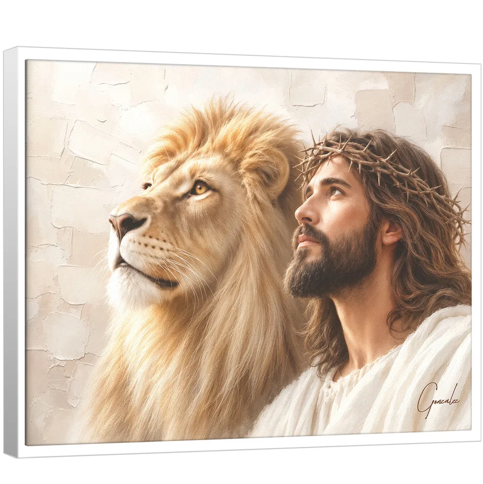 Quadro Salvador, O Leão de Judá - Coleção Cream Art