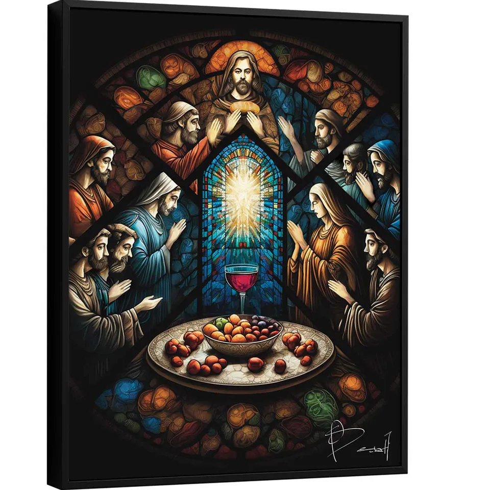 Quadro Santa Ceia Amadeirado