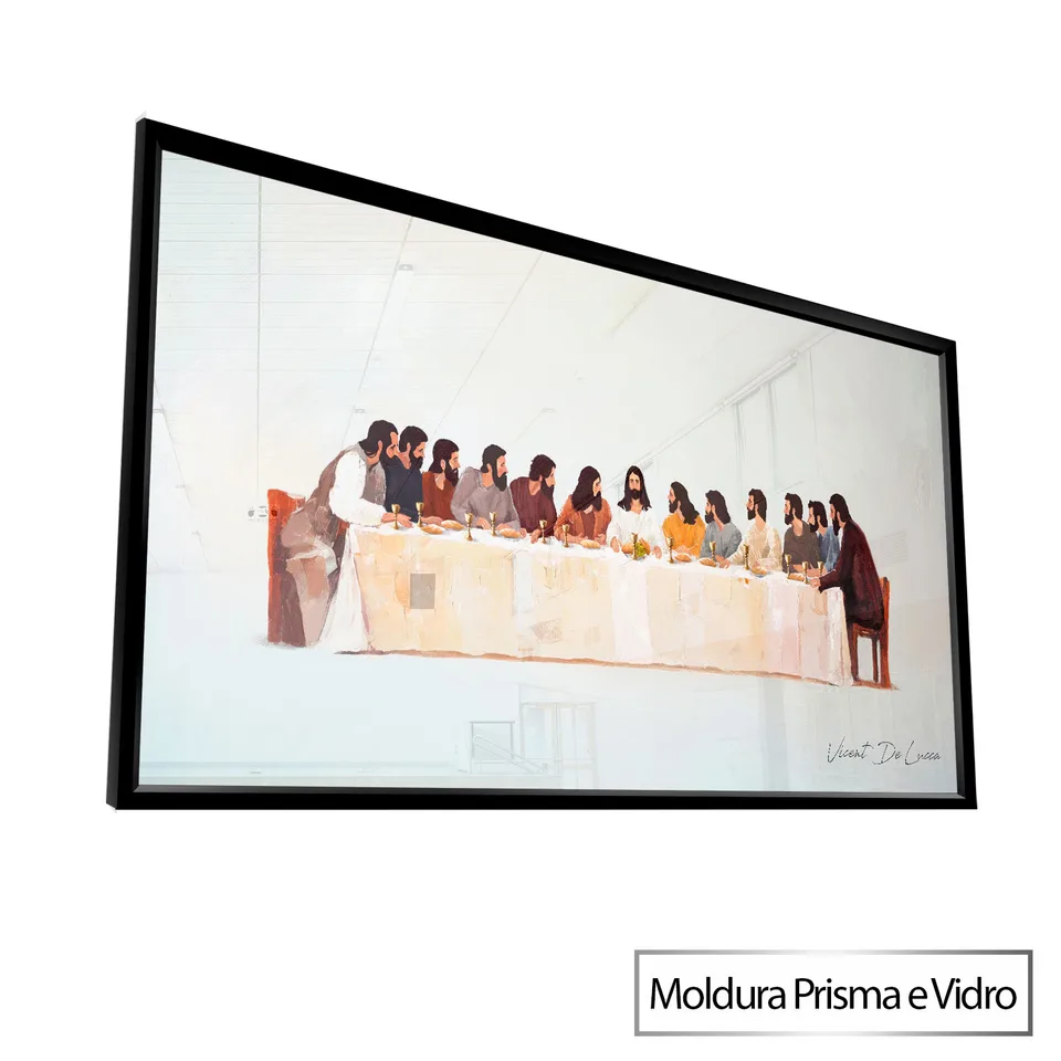 Quadro Santa Ceia - Coleção Minimalista com moldura Prisma e vidro