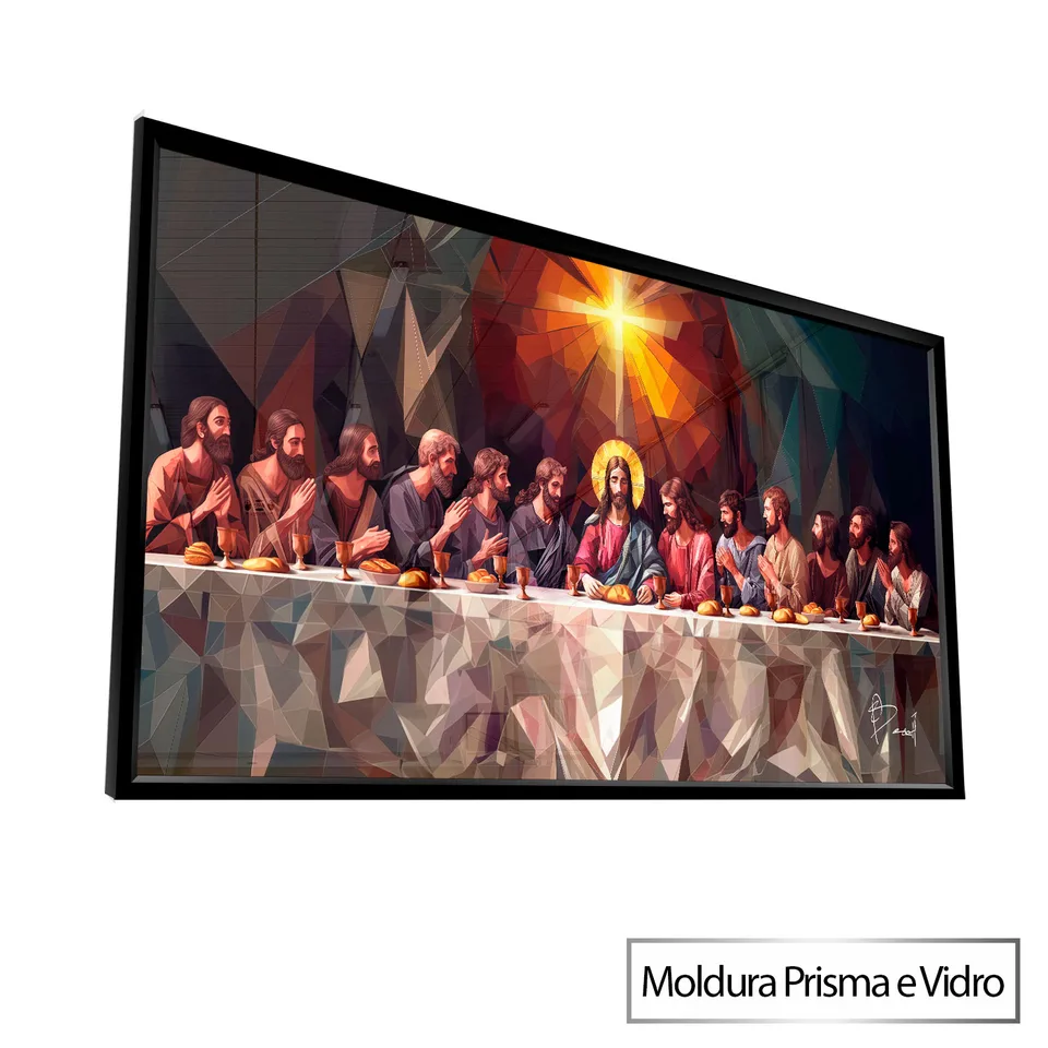 Quadro Santa Ceia Geométrica com moldura Prisma e vidro