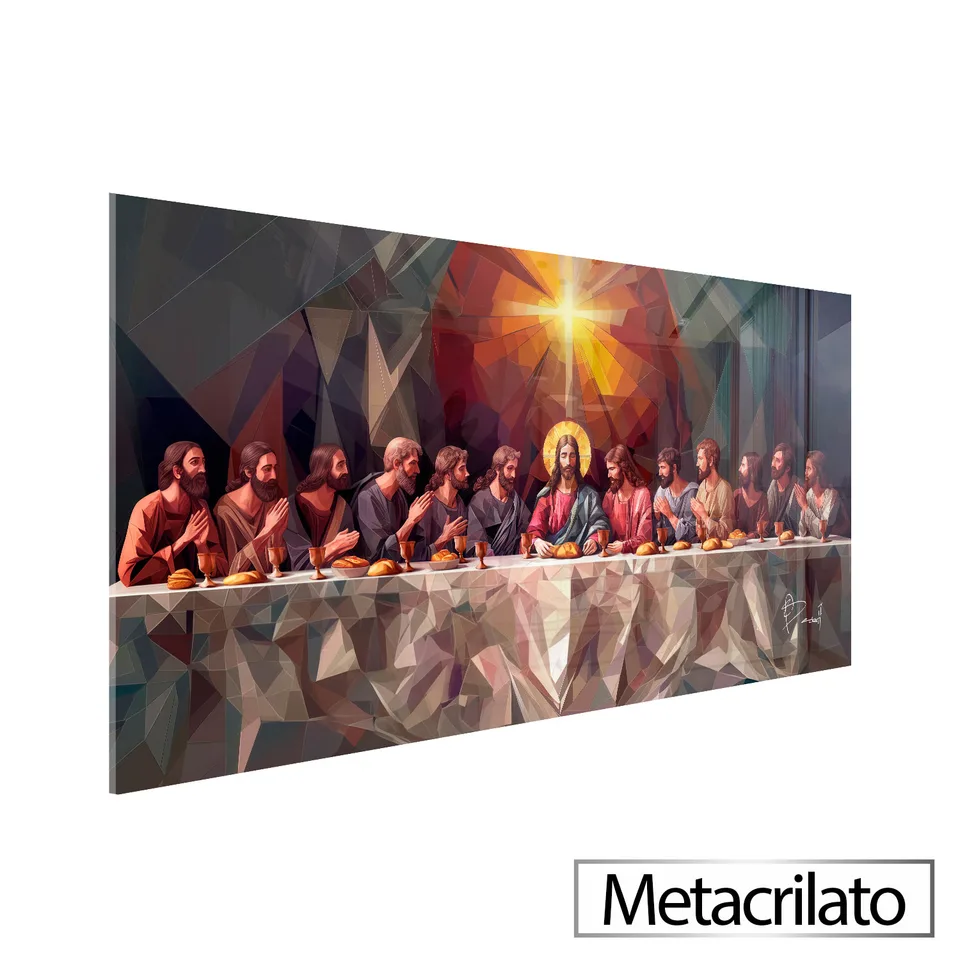 Quadro Santa Ceia Geométrica com acabamento em metacrilato