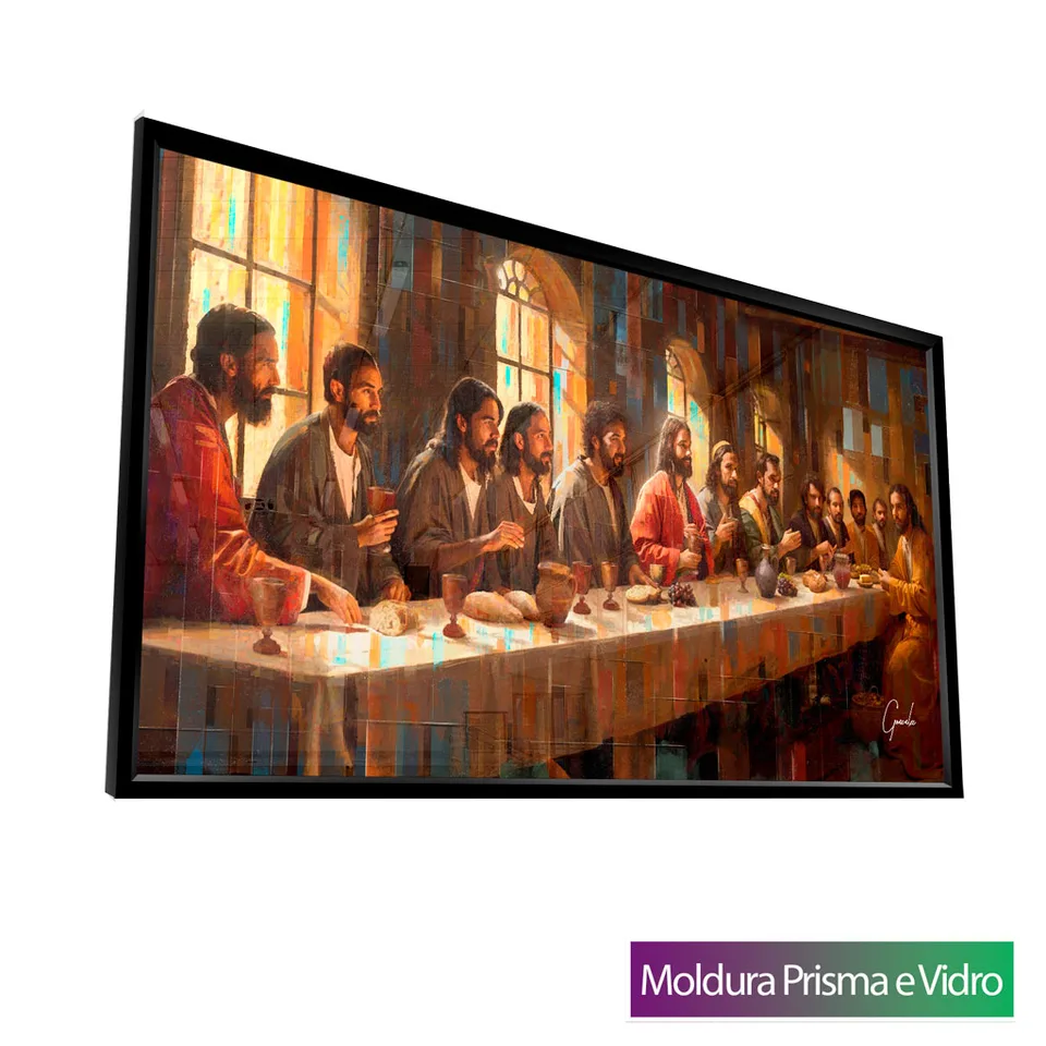 Quadro Santa Ceia Grid Art com moldura Prisma e vidro