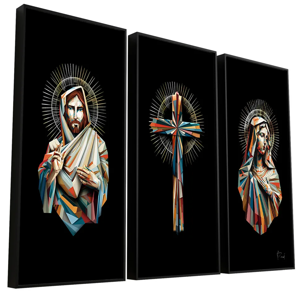 Quadro Santidade Geométrica 3 Peças