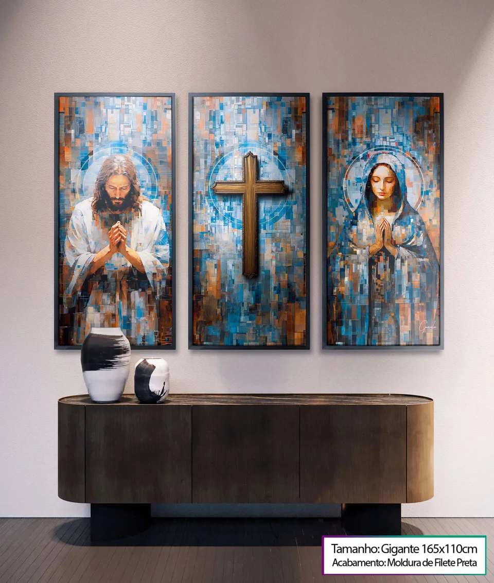 Quadro Santidade Grid Art 3 Peças, de Gonzalez — foto 2