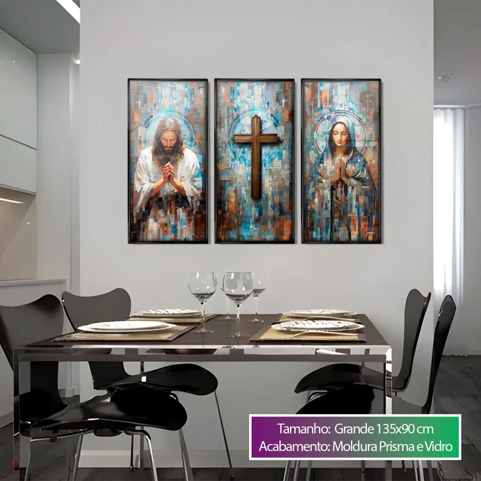 Quadro Santidade Grid Art 3 Peças, de Gonzalez — foto 4