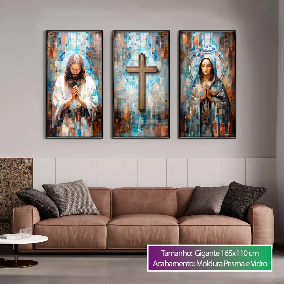 Quadro Santidade Grid Art 3 Peças, de Gonzalez — foto 9