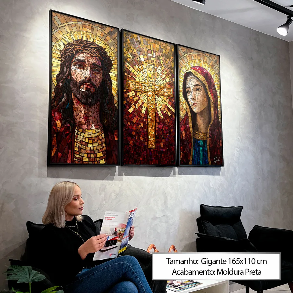 Quadro Santidade Vitrart 3 Peças, de Gonzalez — foto 3