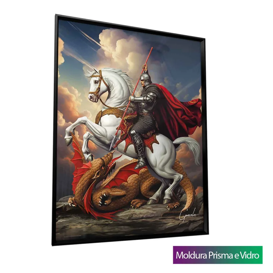 Quadro São Jorge com moldura Prisma e vidro
