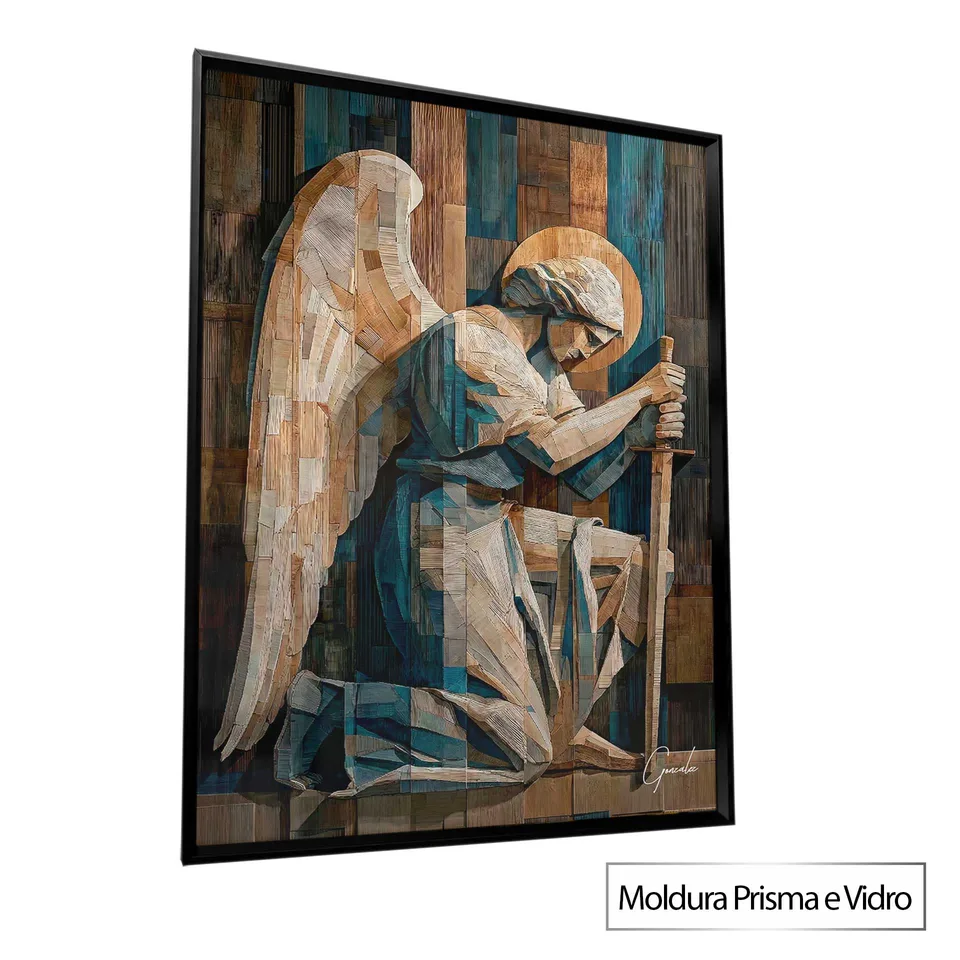 Quadro São Miguel Amadeirado com moldura Prisma e vidro