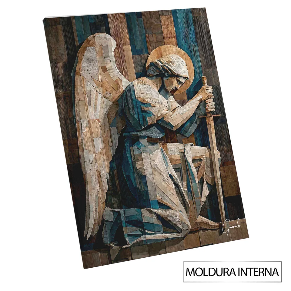 Quadro São Miguel Amadeirado com moldura interna