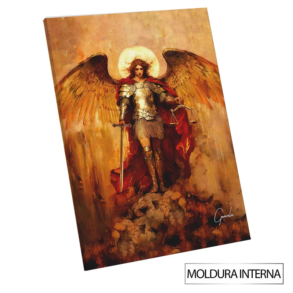 Quadro São Miguel Arcanjo Strati D'Arte com moldura interna