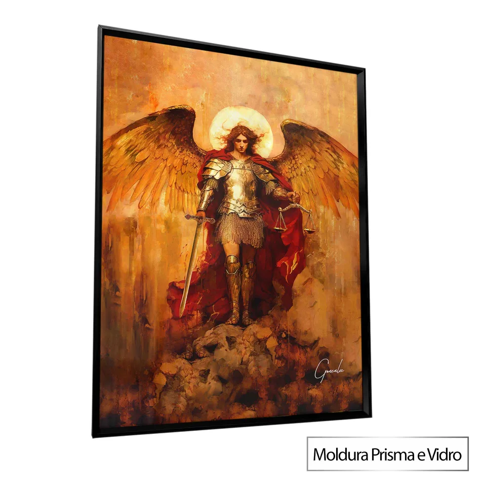 Quadro São Miguel Arcanjo Strati D'Arte com moldura Prisma e vidro