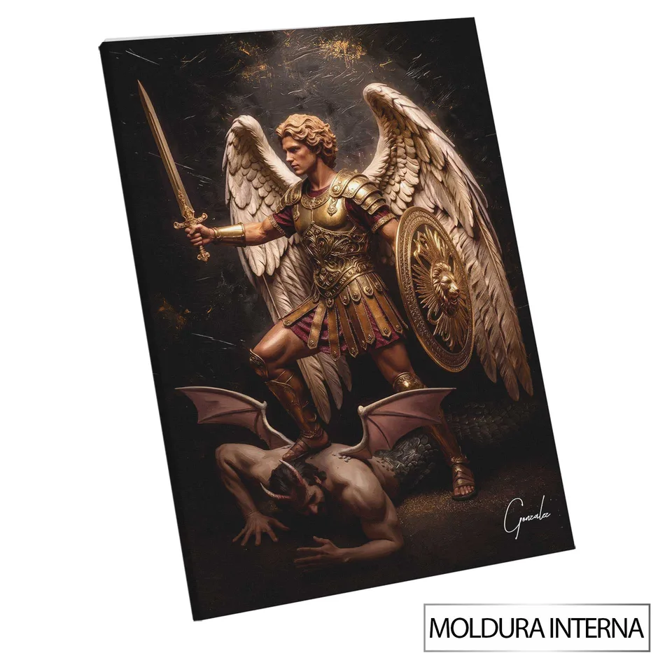 Quadro São Miguel Dourado com moldura interna