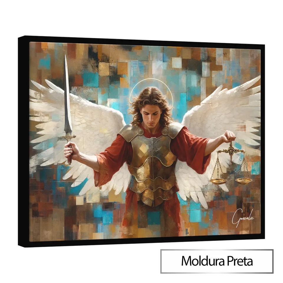 Quadro São Miguel Grid Art com moldura de filete preta