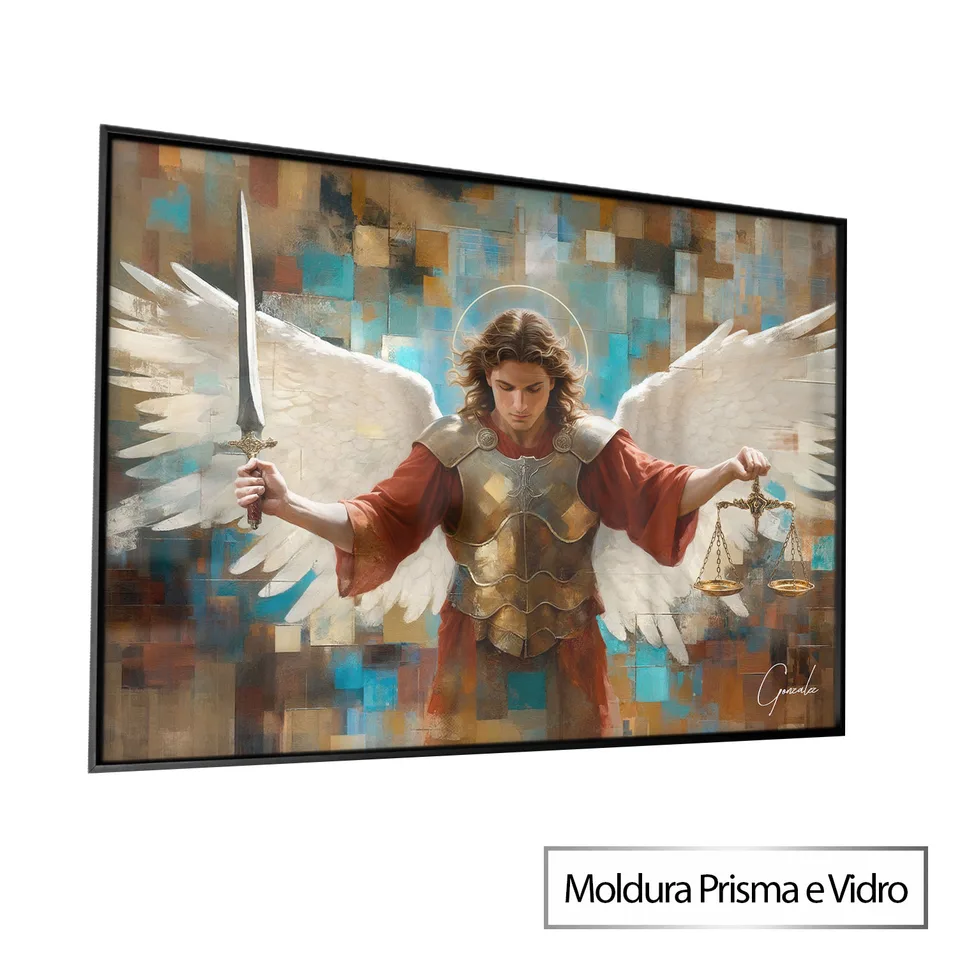 Quadro São Miguel Grid Art com moldura Prisma e vidro