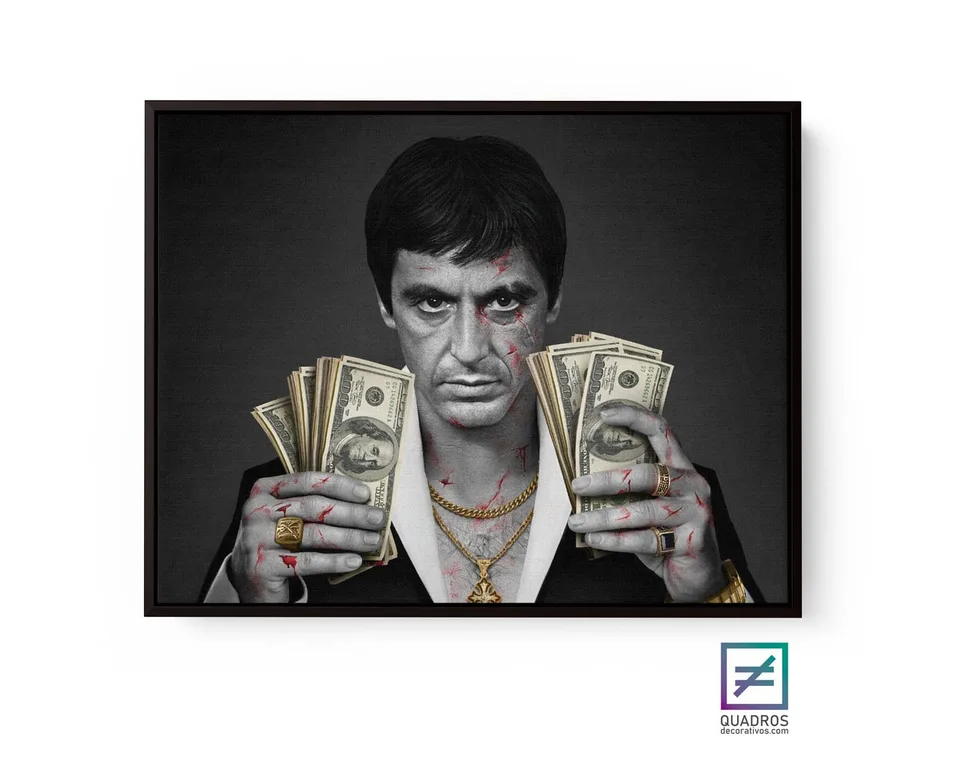 Quadro Scarface com moldura de filete preta