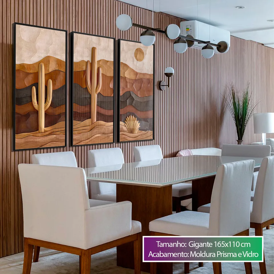 Quadro Sertão Amadeirado 3 Peças, de Gonzalez — foto 6