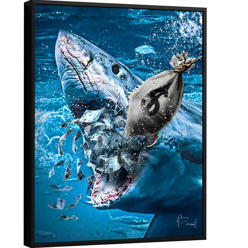 Quadro Shark Money para escritório