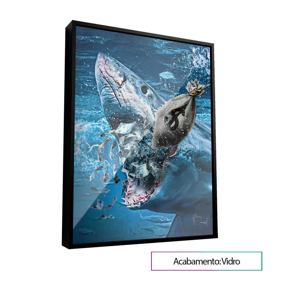 Quadro Shark Money com moldura Prisma e vidro