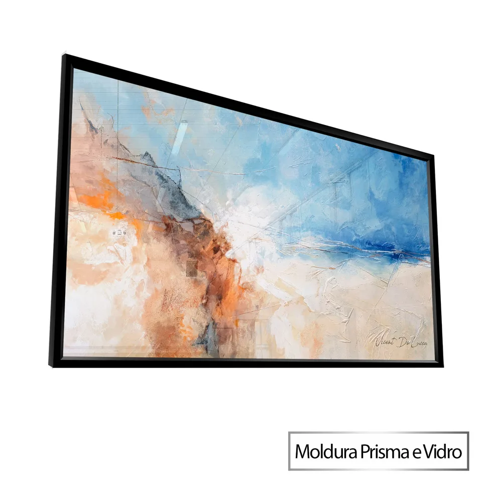Quadro Silêncio Praiano - Coleção Abstrato Natural com moldura Prisma e vidro