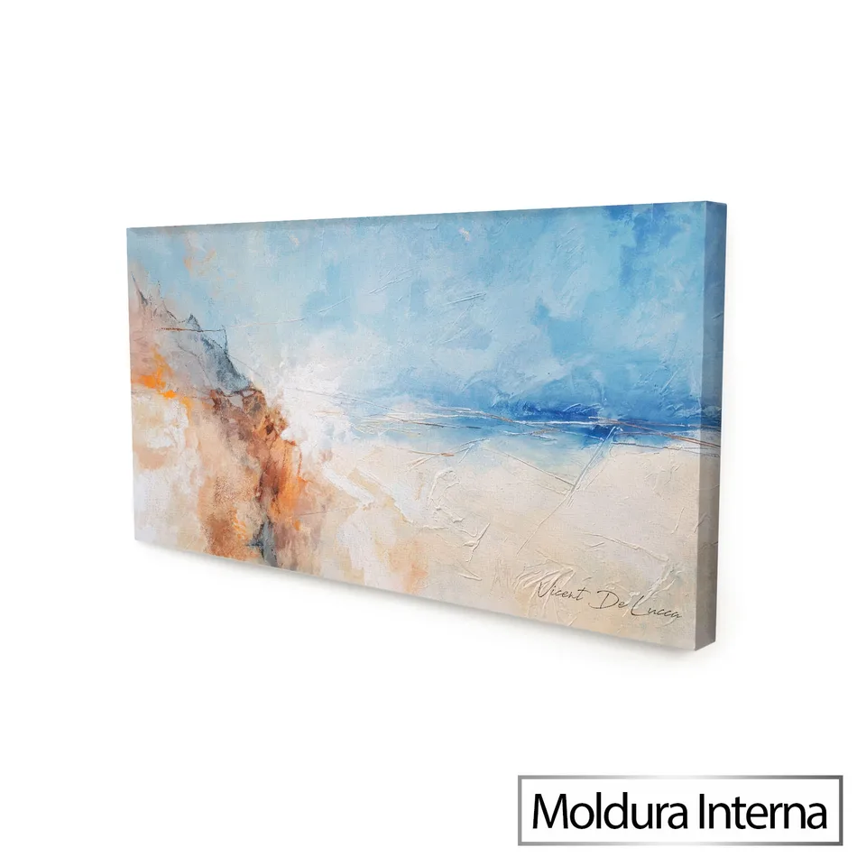 Quadro Silêncio Praiano - Coleção Abstrato Natural com moldura interna