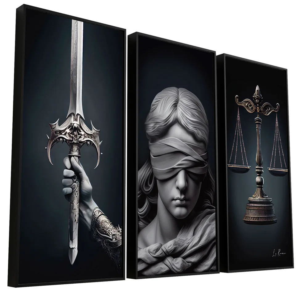 Quadro Símbolos da Justiça 3 Peças