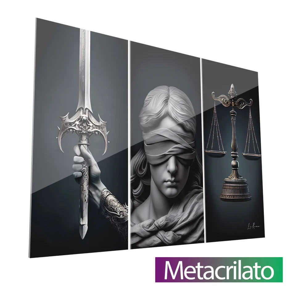Quadro Símbolos da Justiça 3 Peças com acabamento em metacrilato