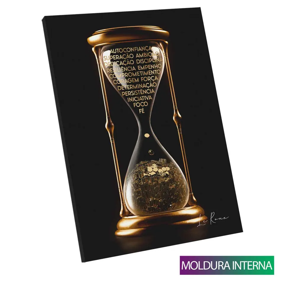 Quadro Tempo é Dinheiro com moldura interna
