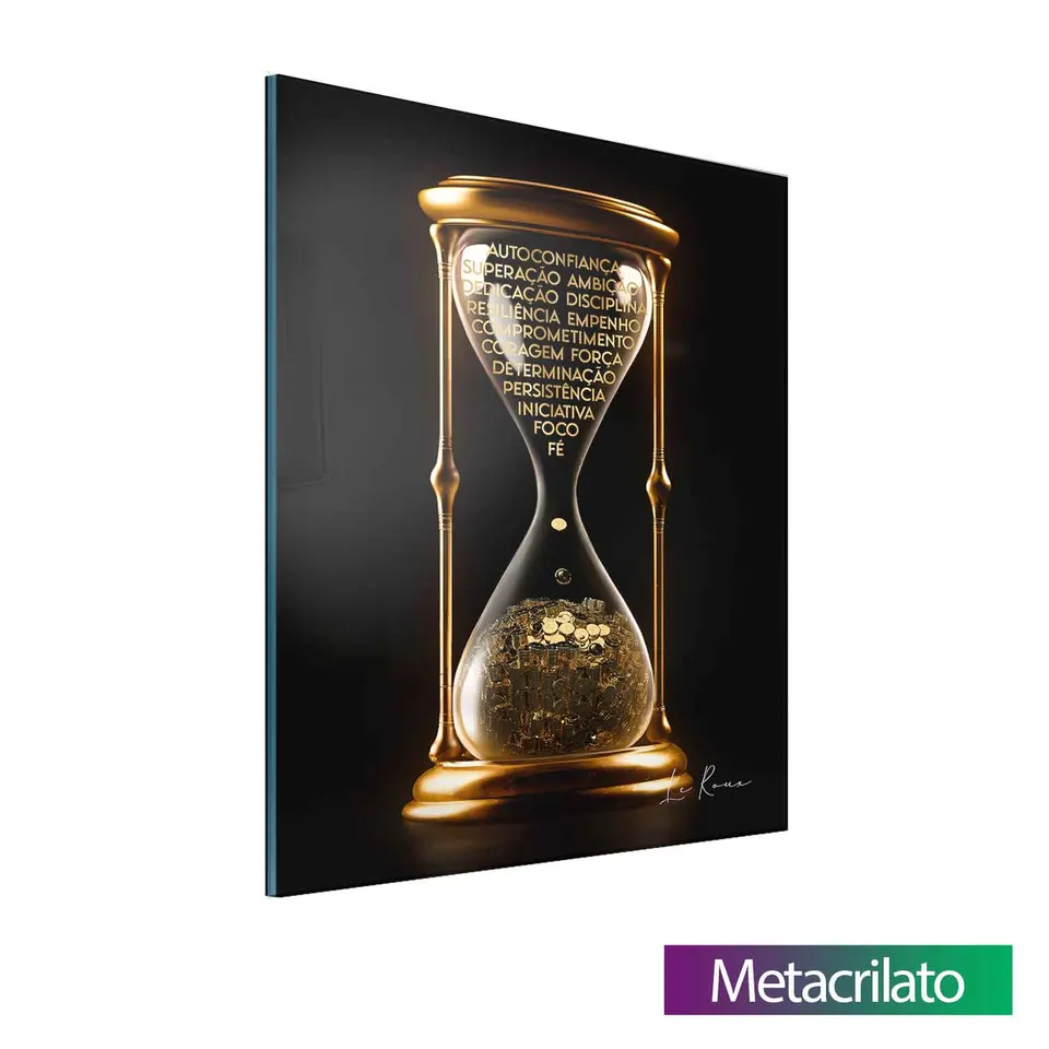Quadro Tempo é Dinheiro com acabamento em metacrilato