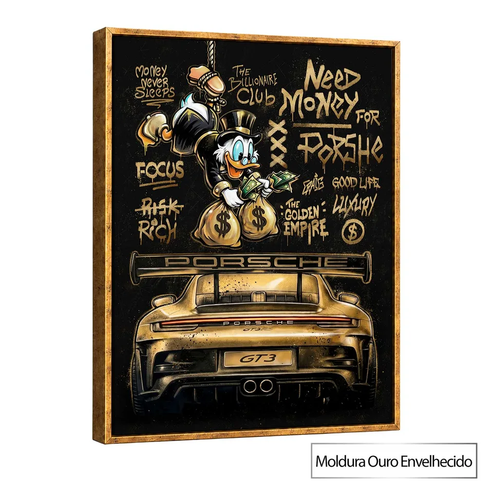 Quadro The Duck's Porsche Grafite Dourado — foto 8