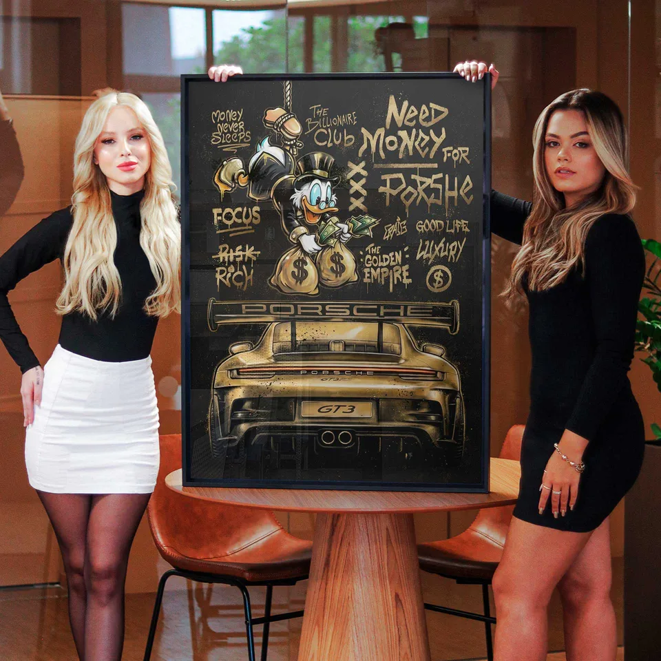 Quadro The Duck's Porsche Grafite Dourado — foto 3