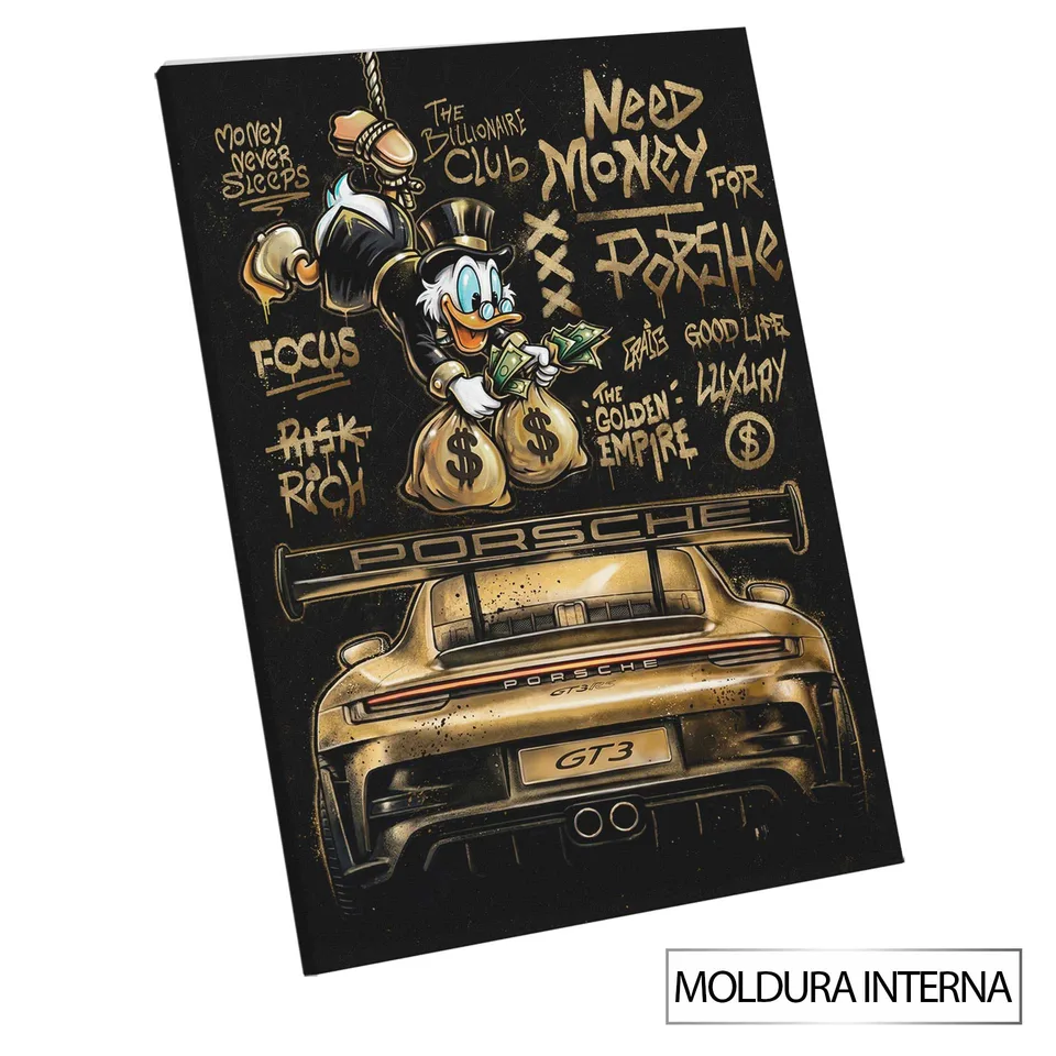 Quadro The Duck's Porsche Grafite Dourado — foto 4